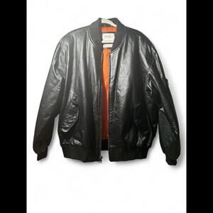 Michael Hoban MARINES Leather WHEREMI Black Men’s Size  XL Coat Jacket EUC